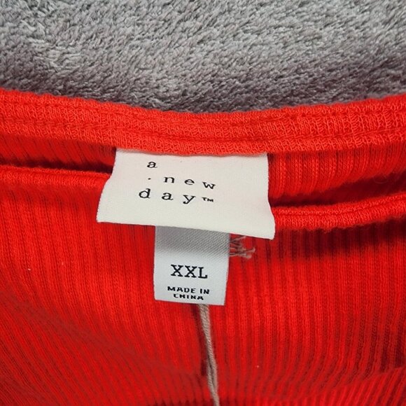 Womens A New Day Rocker Red Ruffle Sleeve Ribbed Top Size XXL - Picture 3 of 6